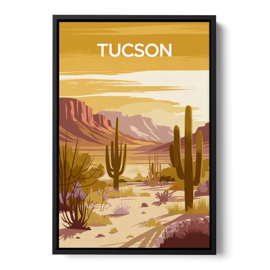 Tucson Mountain Views - Black Framed Canvas Wall Art - Front