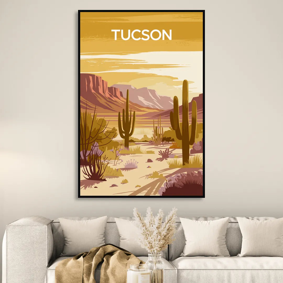 Tucson Mountain Views Living Room - Black Canvas Wall Art