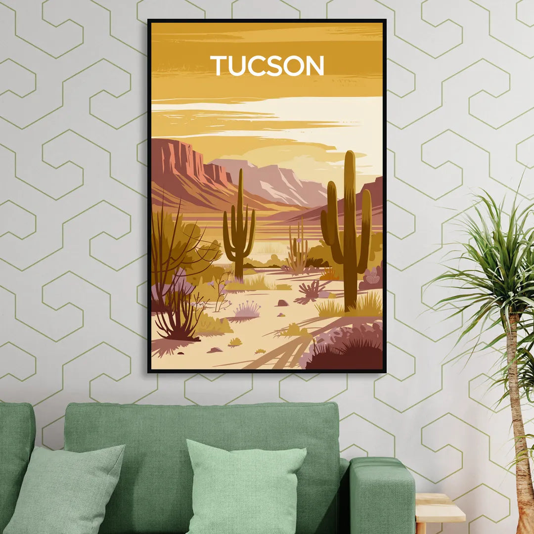 Tucson Mountain Views Sitting Room - Black Canvas Wall Art