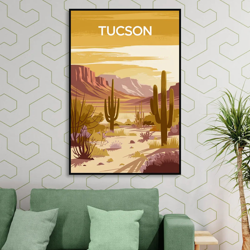 Tucson Mountain Views Sitting Room - Black Canvas Wall Art