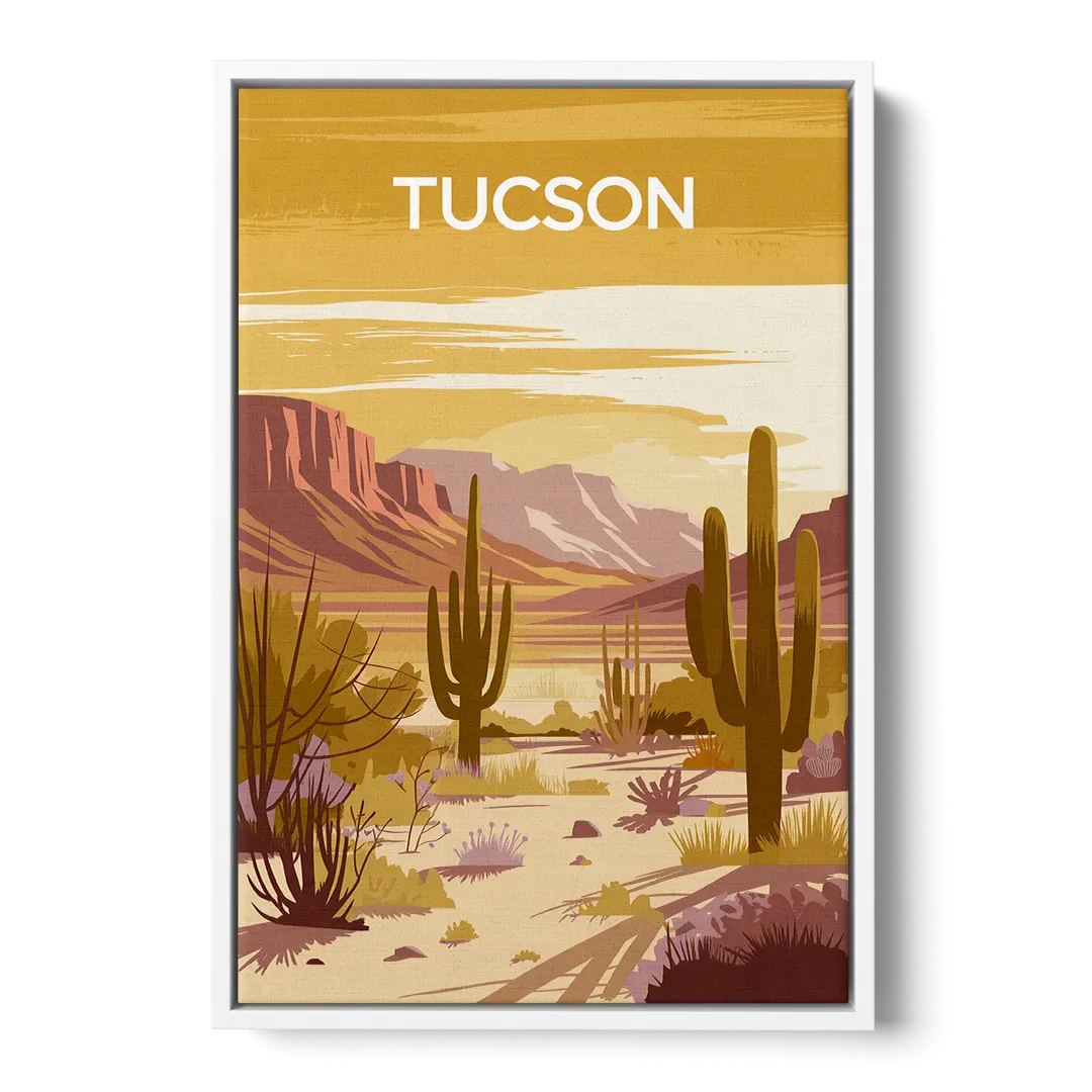 Tucson Mountain Views Front - White Canvas Wall Art