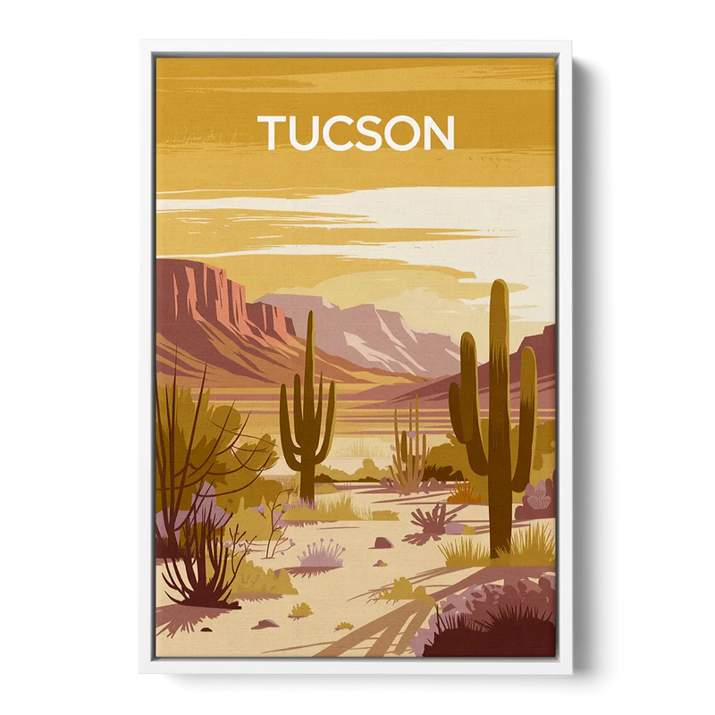 Tucson Mountain Views Front - White Canvas Wall Art
