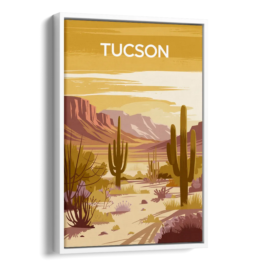 Tucson Mountain Views Side - White Canvas Wall Art