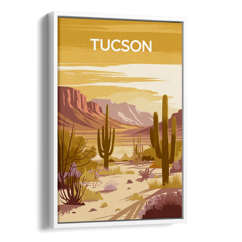 Tucson Mountain Views Side - White Canvas Wall Art