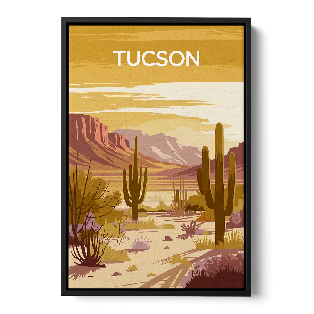 Tucson Mountain Views Front - Black Canvas Wall Art