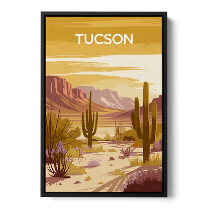 Tucson Mountain Views Front - Black Canvas Wall Art