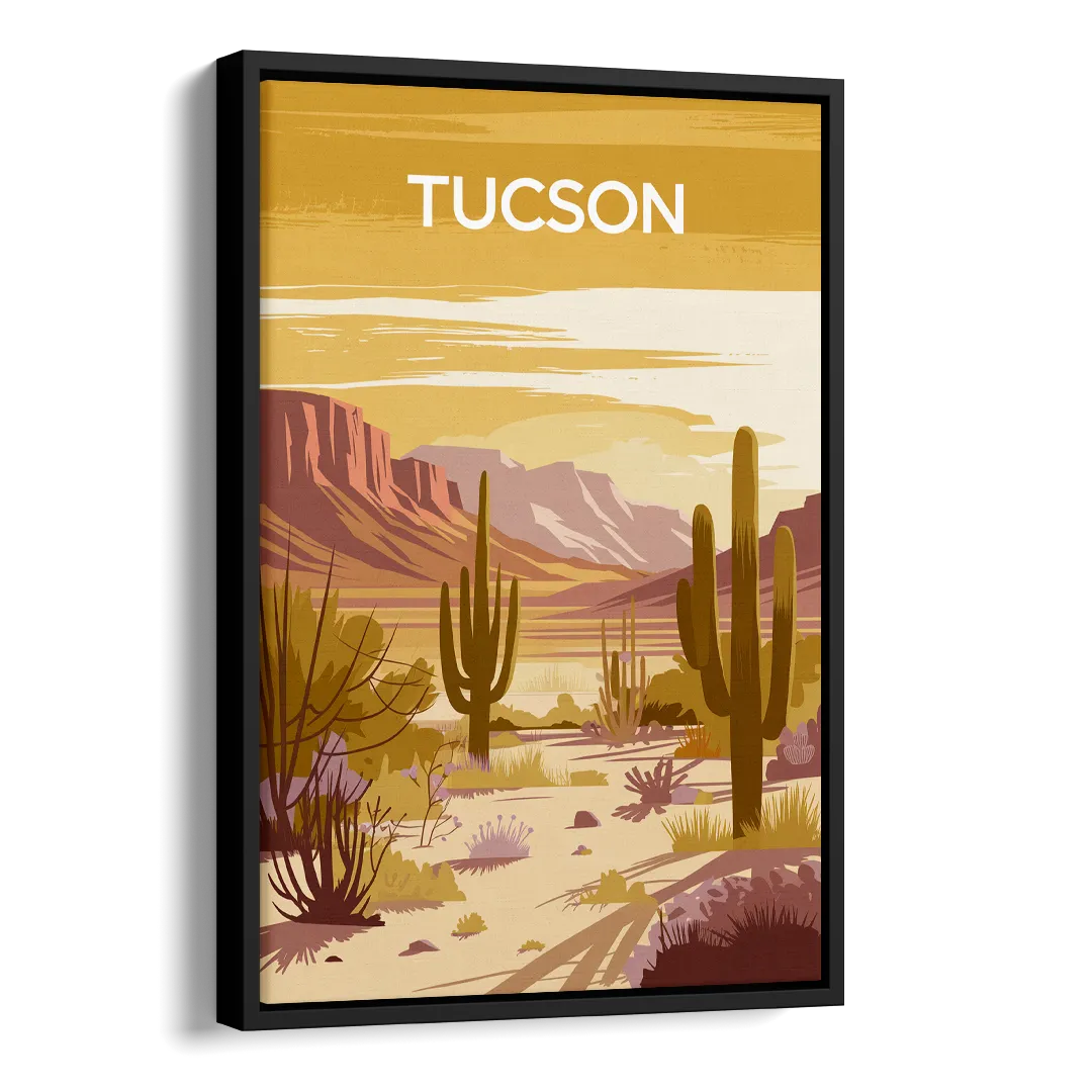 Tucson Mountain Views Side - Black Canvas Wall Art