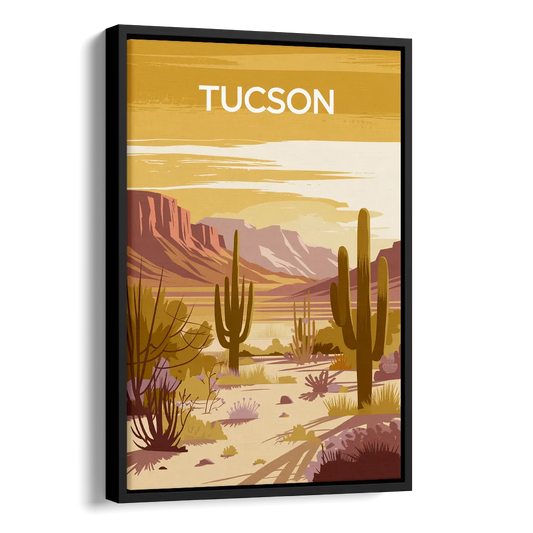 Tucson Mountain Views Side - Black Canvas Wall Art