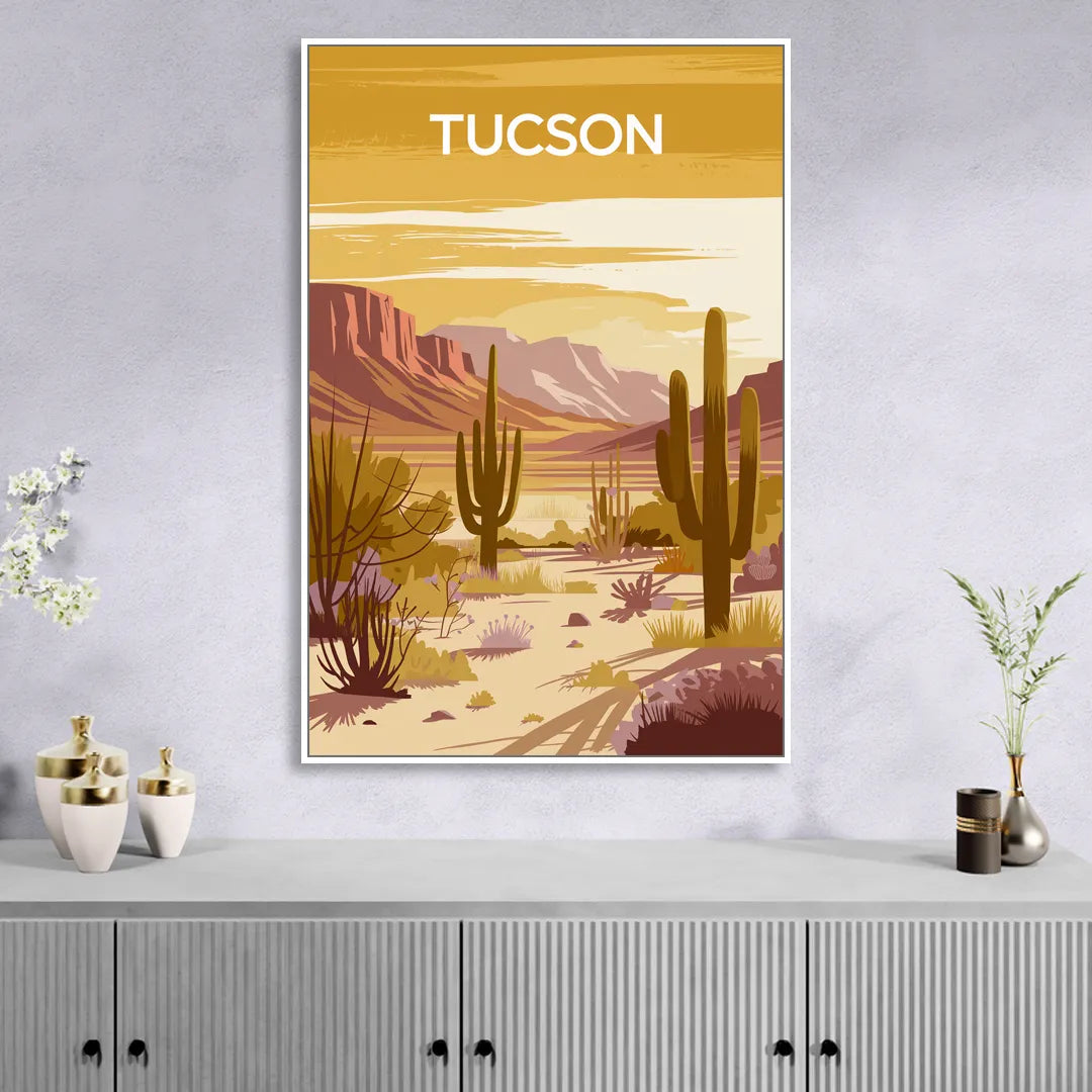Tucson Mountain Views Living Room - White Canvas Wall Art