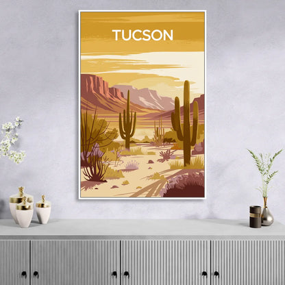 Tucson Mountain Views Living Room - White Canvas Wall Art