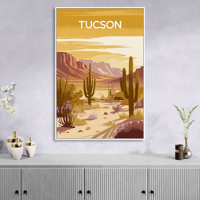 Tucson Mountain Views Living Room - White Canvas Wall Art