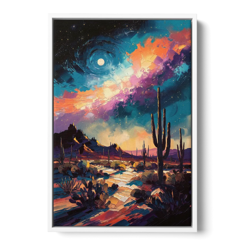 Tucson Night Sky Front - White Canvas Wall Art