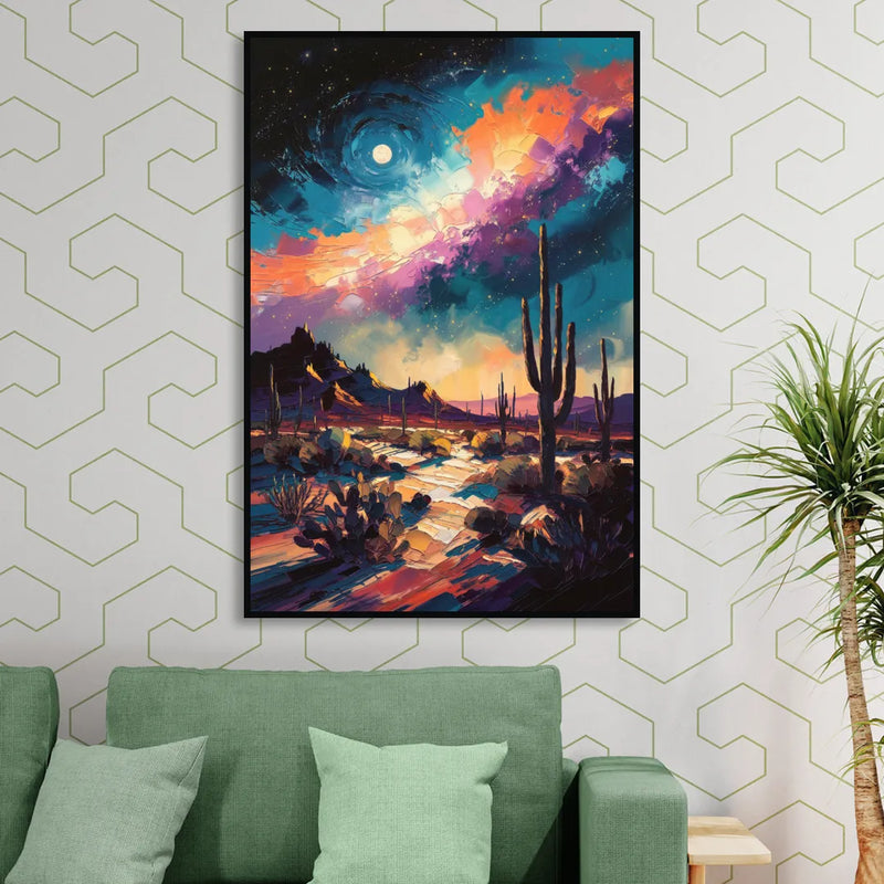 Tucson Night Sky Living Room - Black Canvas Wall Art