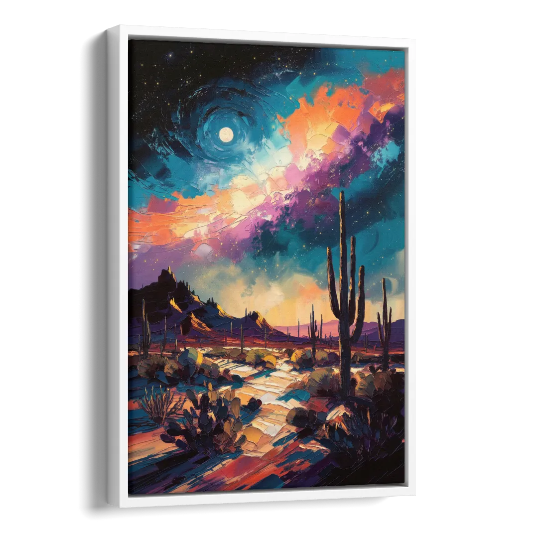 Tucson Night Sky Side - White Canvas Wall Art