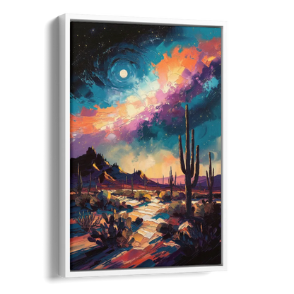 Tucson Night Sky Side - White Canvas Wall Art