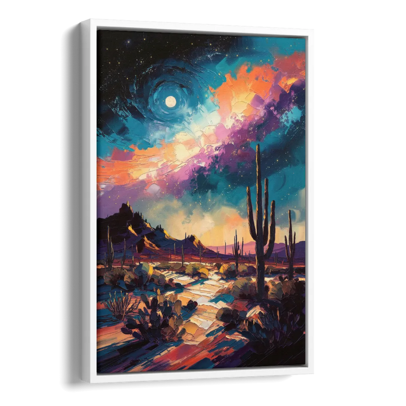 Tucson Night Sky Side - White Canvas Wall Art