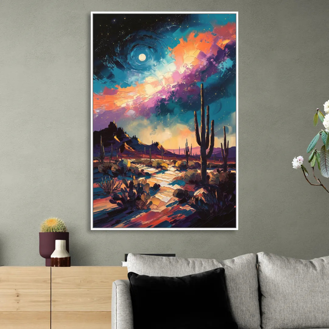 Tucson Night Sky Living Room - White Canvas Wall Art