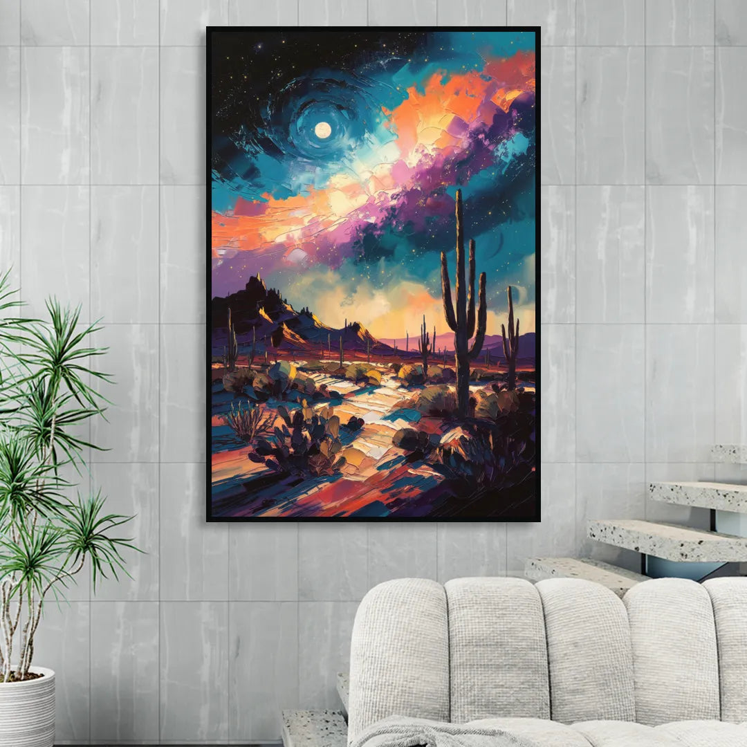 Tucson Night Sky Sitting Room - Black Canvas Wall Art
