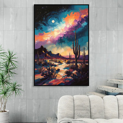 Tucson Night Sky Sitting Room - Black Canvas Wall Art
