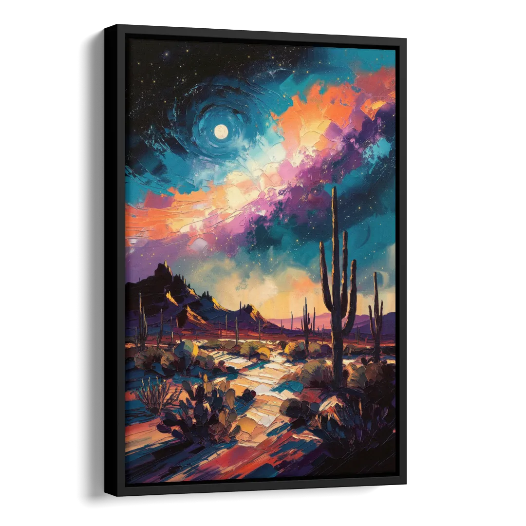 Tucson Night Sky Side - Black Canvas Wall Art