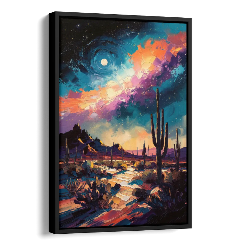 Tucson Night Sky Side - Black Canvas Wall Art