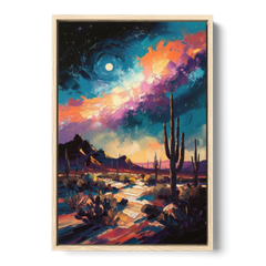 Tucson Night Sky - Oak Framed Canvas Wall Art - Front