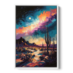 Tucson Night Sky - White Framed Canvas Wall Art - Front