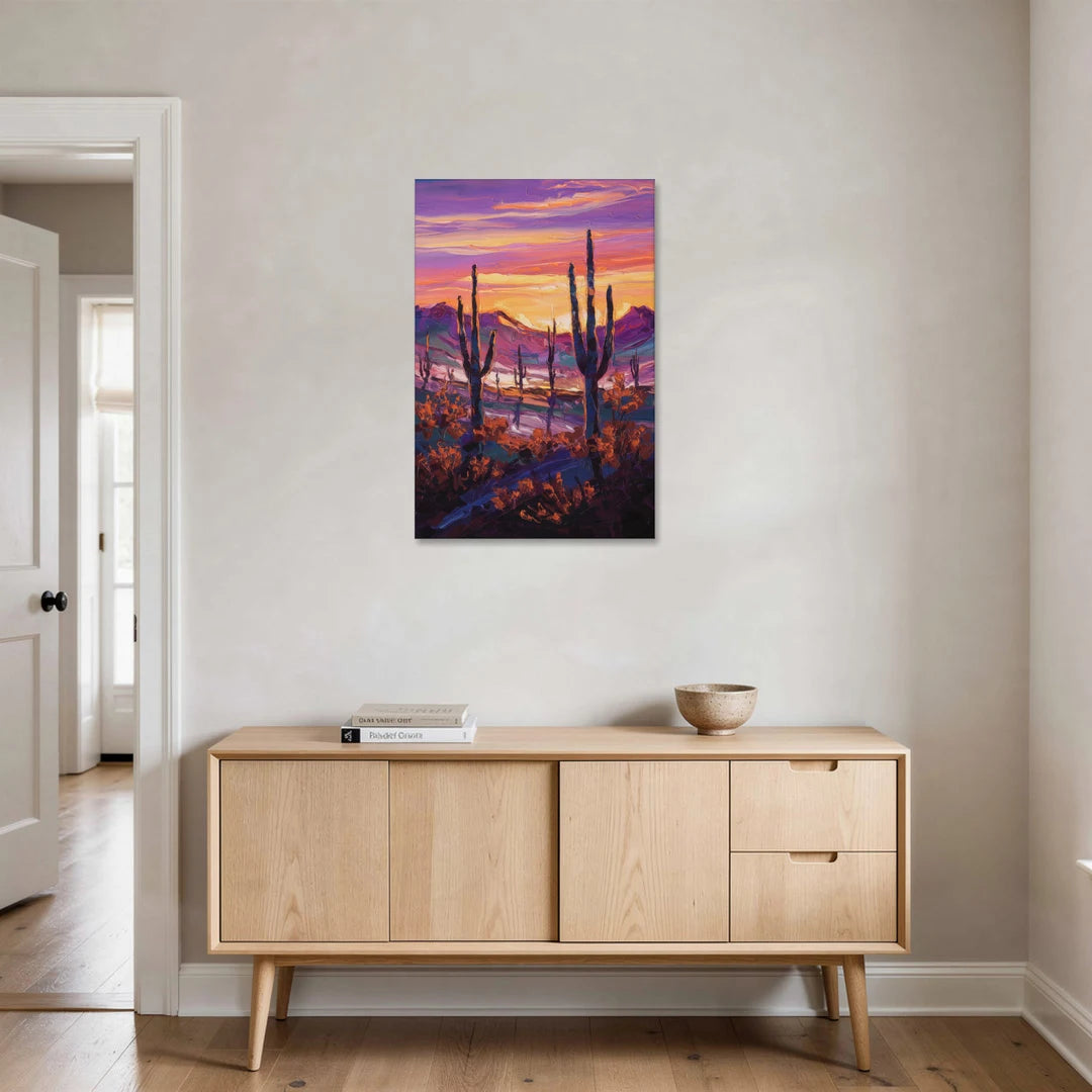 Tucson Saguaro Silhouettes - Canvas Wall Art - Coffee Table - 24x36