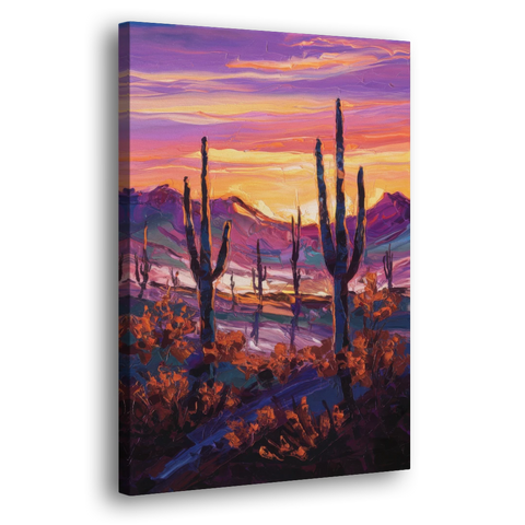 Tucson Saguaro Silhouettes - Canvas Wall Art - Side