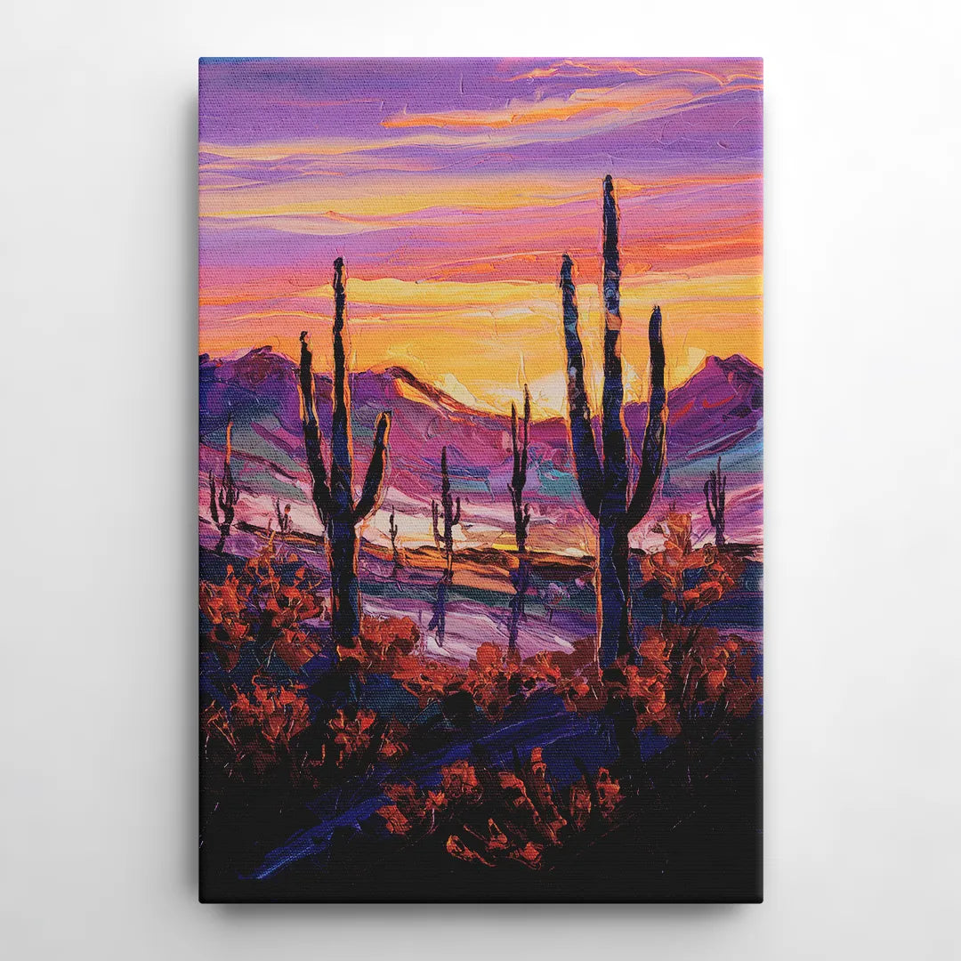 Tucson Saguaro Silhouettes - Canvas Wall Art