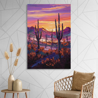 Tucson Saguaro Silhouettes Sitting Room - Canvas Wall Art