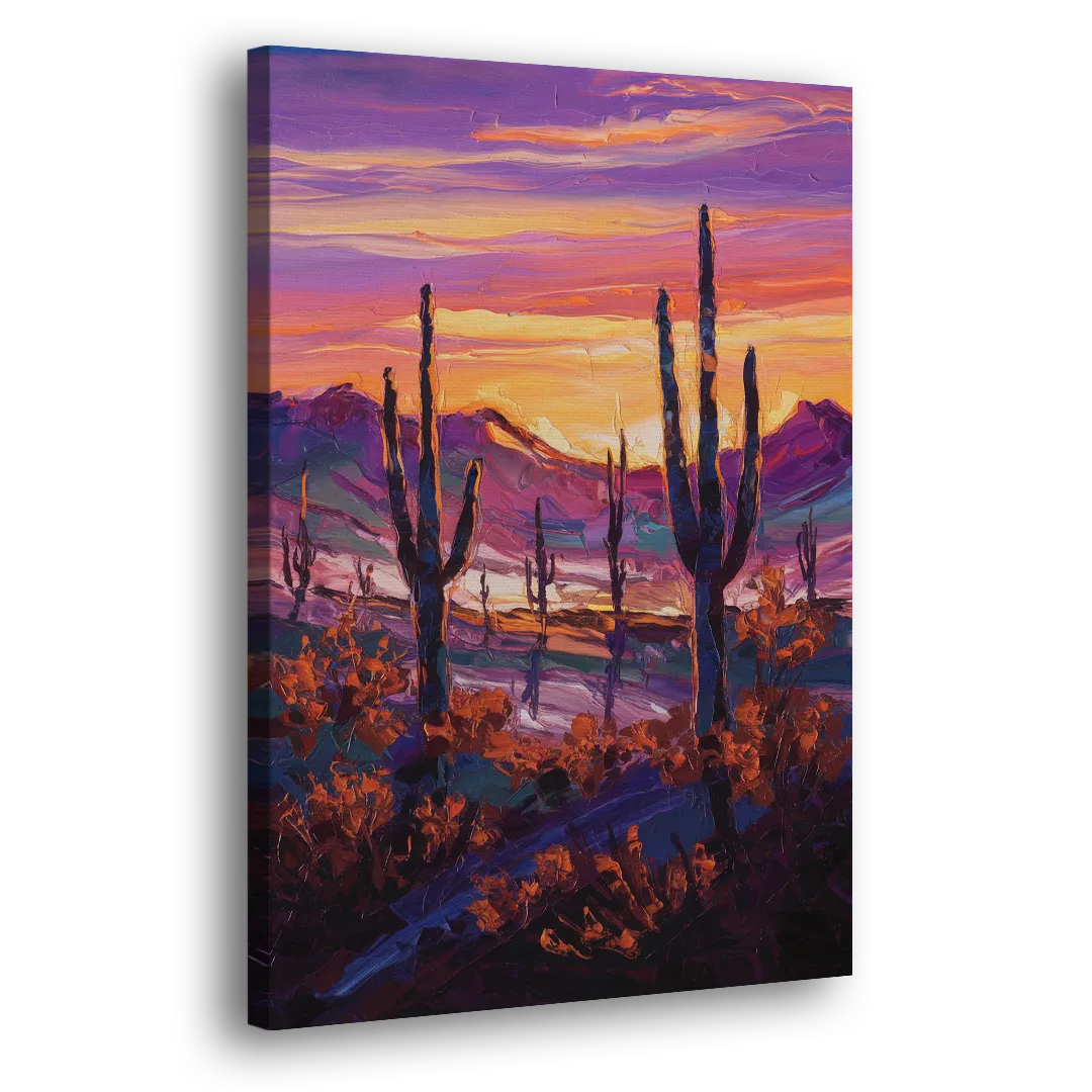 Tucson Saguaro Silhouettes Side - Canvas Wall Art