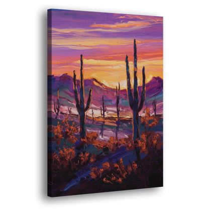 Tucson Saguaro Silhouettes Side - Canvas Wall Art