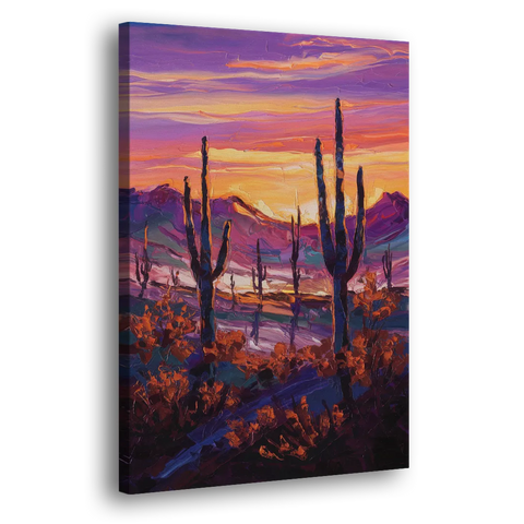 Tucson Saguaro Silhouettes - Canvas Wall Art