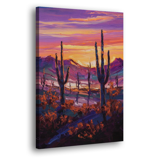 Tucson Saguaro Silhouettes Side - Canvas Wall Art