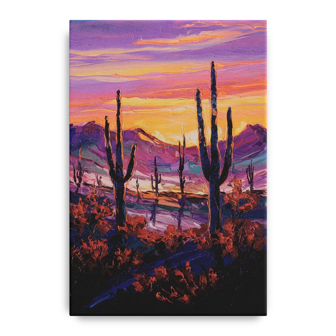 Tucson Saguaro Silhouettes Front - Canvas Wall Art