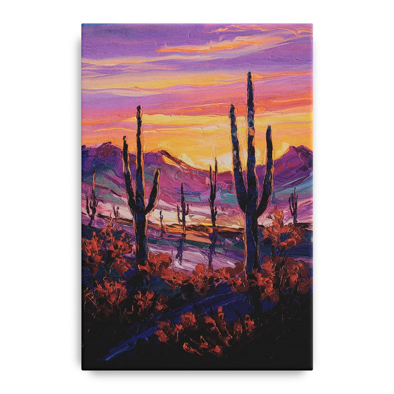 Tucson Saguaro Silhouettes Front - Canvas Wall Art