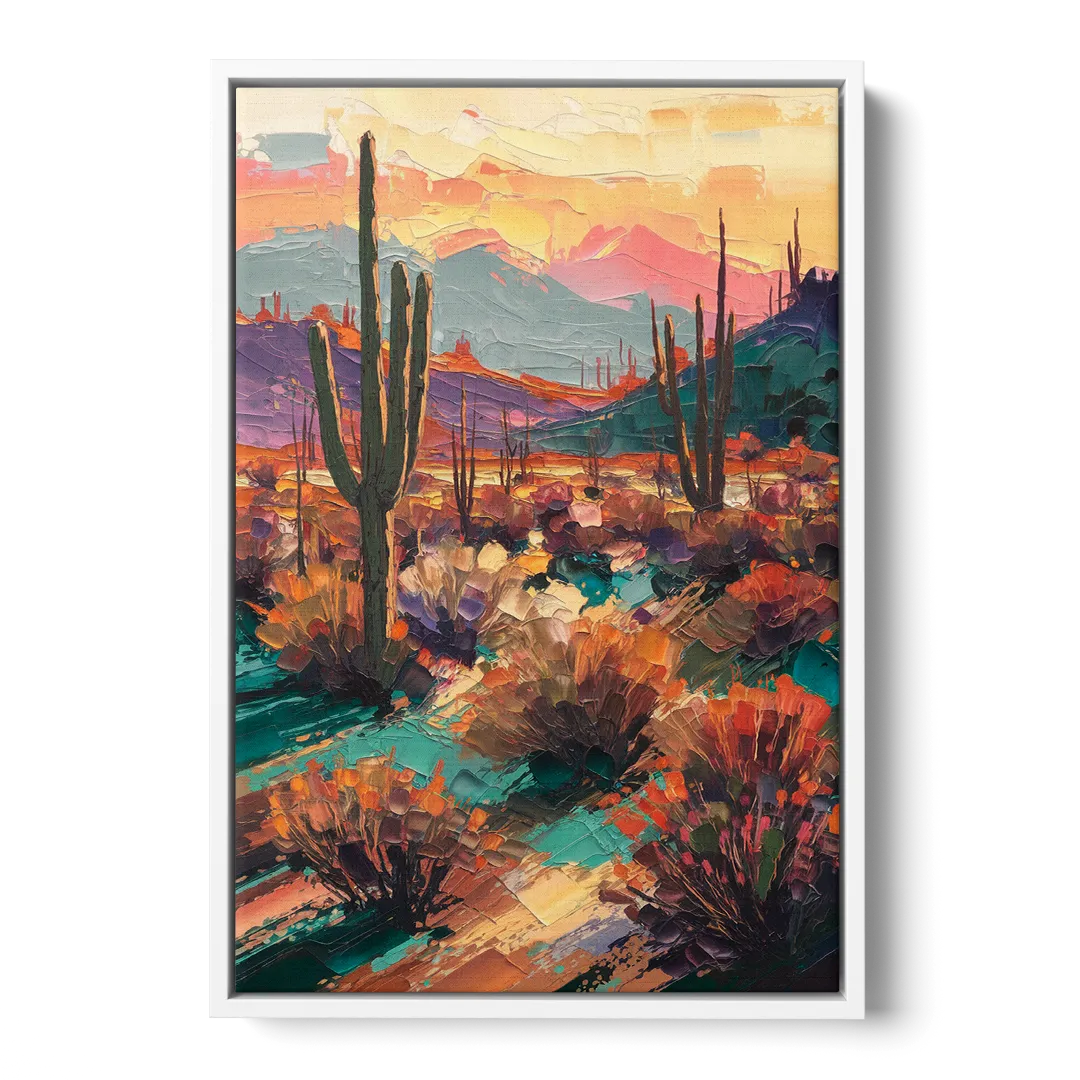 Tucson Sonoran Desert Front - White Canvas Wall Art