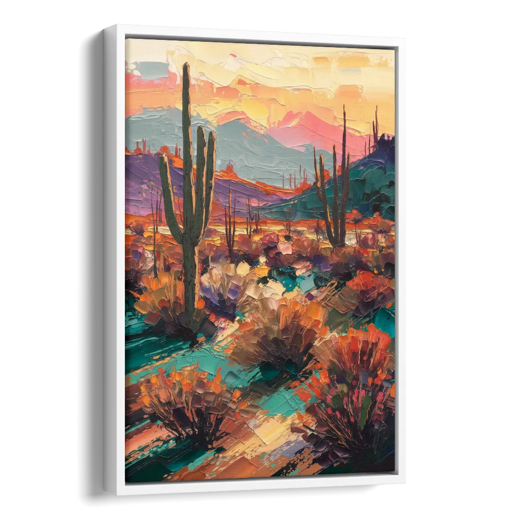 Tucson Sonoran Desert Side - White Canvas Wall Art