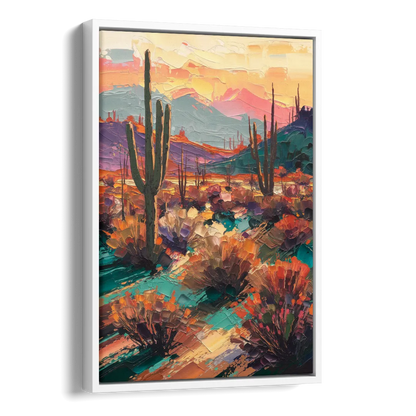 Tucson Sonoran Desert Side - White Canvas Wall Art