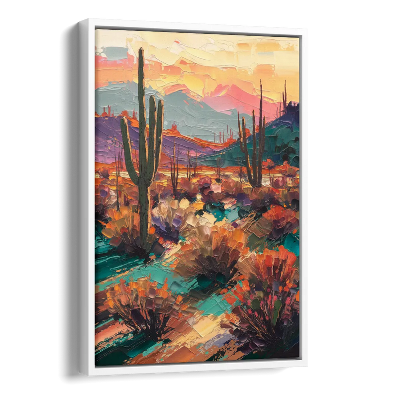 Tucson Sonoran Desert Side - White Canvas Wall Art