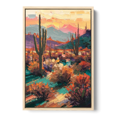 Tucson Sonoran Desert - Oak Framed Canvas Wall Art - Front
