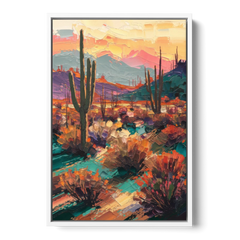 Tucson Sonoran Desert - White Framed Canvas Wall Art - Front