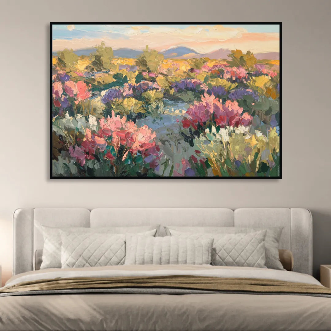 Tucson Wildflower Fields Living Room - Black Canvas Wall Art