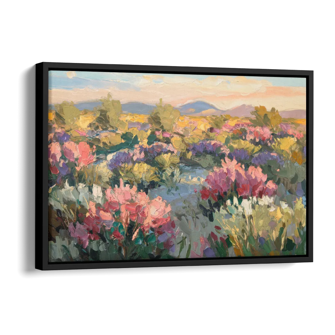 Tucson Wildflower Fields Side - Black Canvas Wall Art