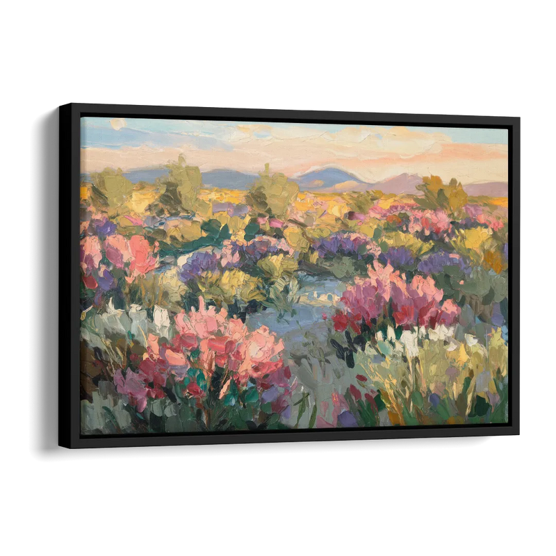 Tucson Wildflower Fields Side - Black Canvas Wall Art