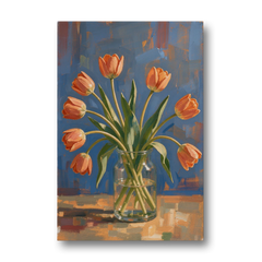 Tulip Painting Canvas in a Clear Glass Vase - Canvas Wall Art - Front