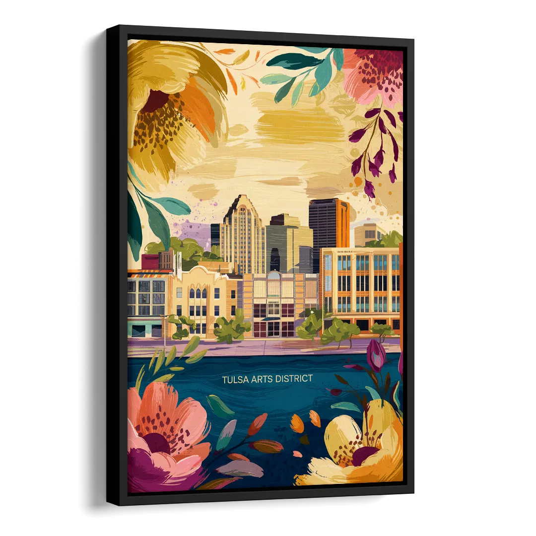 Tulsa Arts District Side - Black Canvas Wall Art