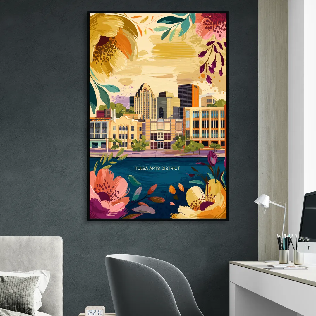 Tulsa Arts District Sitting Room - Black Canvas Wall Art