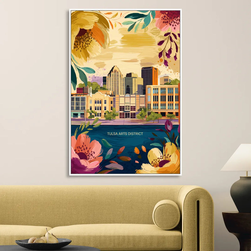 Tulsa Arts District Living Room - White Canvas Wall Art
